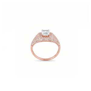 Rose <b>Gold</b> <b>Cocktail</b> <b>Ring</b> With Asscher Cut Diamond Pyramid Luxury Women Engagement <b>Ring</b> - Product Image 1