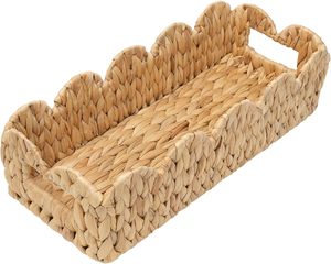 ISLA Handwoven Hyacinth Scalloped Edge Toilet Tank Basket Wicker Organizer <b>Bin</b> for Bathroom Bedroom Kitchen Home Hotel Wholesale - Product Image 4