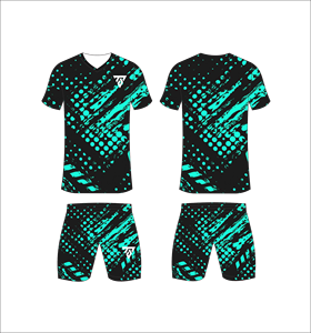 Custom Sublimated Soccer Uniform Set <b>Blue</b> Camouflage V-Neck Jersey Matching Shorts Unisex Adult Moisture Wicking Athletic Fit - Product Image 6