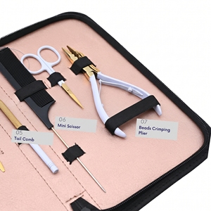 Kit d'installation avancé pour extensions capillaires : Pince à micro-perles, Coupe-keratine, Enfileur à boucle, Outil à crochet, Ciseaux, Pinces de sectionnement - Product Image 4