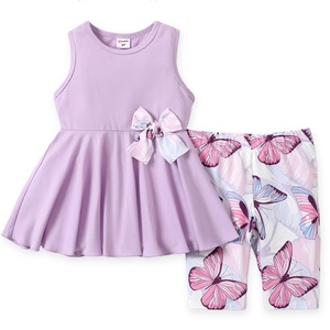 Ensemble 2 pièces pour bébé fille, best-seller, marque personnalisée haut de gamme, imprimé, col rond, manches courtes, été, 100% coton tricoté respirant BD - Product Image 3