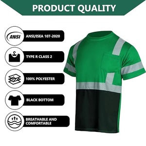 T-shirts de sécurité respirants haute visibilité pour hommes, ANSI Classe 2 EN ISO 20471 Classe 1, imperméables, avec logo LED personnalisé, esthétiques - Product Image 1
