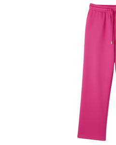 กางเกงวอร์มขายาวสีชมพูสดใสสำหรับผู้หญิง เอวยางยืด มีเชือกผูก เอวสม็อค กางเกงลำลองทรงหลวม รับผลิตตามแบบ OEM ขายส่งจำนวนมากจากโรงงาน - Product Image 3