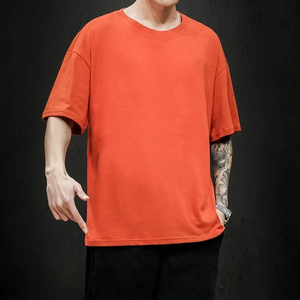 Camiseta de Alta Calidad para Hombre, de Lujo, 100% Algodón Grueso, Talla Grande, Cuello Redondo, Estilo Holgado, en Venta - Product Image 5