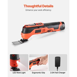 12V Cordless Oscillating Tool Multitool 6000-17500 OPM <b>Saw</b> with 6 Variable Speeds and 3.2 Degree Oscillation Battery <b>Powered</b> - Product Image 6