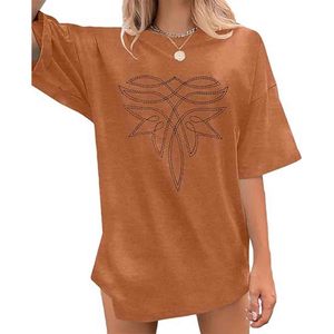 Camisas Western para Mujer, Camisa con Bordado Boot Stitch, Camiseta Vintage, Top Oversize de Manga Corta con Estampado Musical - Product Image 1