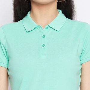 Polo pour femme à manches courtes, couleur unie, décontracté, en tissu Oxford de coton, longueur normale, col classique - Product Image 6