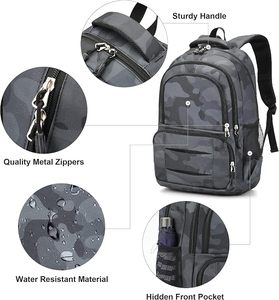KHIMASHAM INDUSTRY Unisex Geometric Polyester <b>Backpack</b> 30-40L Large Capacity Adjustable Shoulder <b>Straps</b> Zipper Closure - Product Image 5