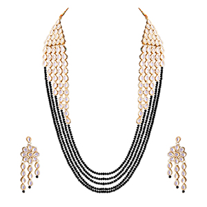 Conjunto de Joyería para Mujer Estilo Bohemio, Chapado en Oro Indio, Aleación Negra con Circones, Collar y Aretes para Compromiso, Boda o Fiesta - Product Image 2