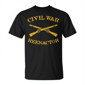 Camiseta Civil War Reenactor negra para hombre, corte estándar, cuello redondo, manga corta, adulto - Product Image 2