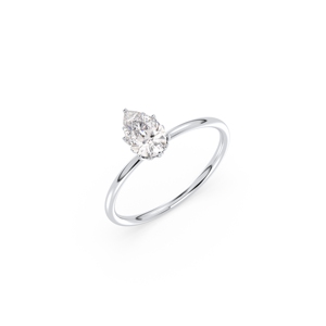 Bague solitaire REYES personnalisée en or massif 14 carats avec diamant de laboratoire HPHT CVD et halo caché pour femme, cadeau d'anniversaire parfait, bijoux - Product Image 1