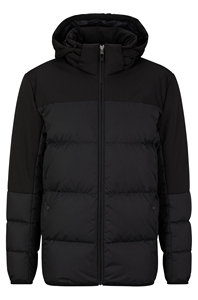 Men's Black Hooded Puffer Jacket Minimalist Warm Quilted Winter Zip Up Casual <b>Coat</b> - Product Image 2