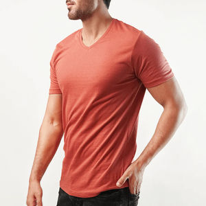 T-shirt pour homme de haute qualité 100% coton, col en V, t-shirts unis 100% coton, nouvelle mode, dernier design, coupe ajustée, t-shirts unis - Product Image 5