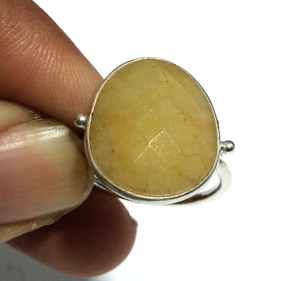Anillo con Incrustaciones de Zafiro Amarillo Natural, Plata de Ley 925, Engaste en Bisel, Estilo Bohemio Ovalado, Anillo de Diseño para Unisex - Product Image 6