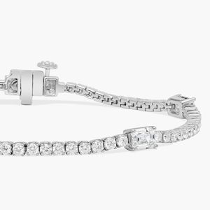 14K White Gold Emerald Station Lab Grown Diamond Tennis <b>Bracelet</b> - Product Image 5