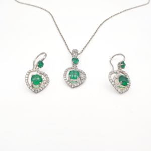 925 Sterling Silver Natural Green <b>Onyx</b> Pendant & <b>Earring</b> Set Rhodium Plated OEM ODM Fine Jewelry - Product Image 3