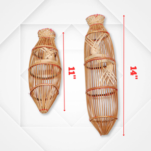 Piège à poissons artisanal en bambou, décoration en rotin tressé, symbole porte-bonheur, richesse, décoration d'intérieur, art traditionnel du pêcheur, fournisseur - Product Image 5