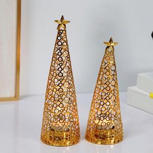 Ensemble de lanternes pyramidales marocaines en métal, faites à la main, avec gravures complexes, porte-bougies chauffe-plat, pour décoration de Ramadan et de mariage, à suspendre, or antique - Product Image 3