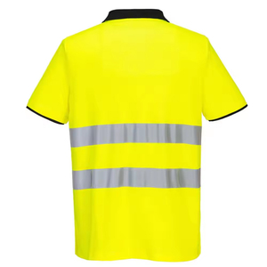 เสื้อโปโลสะท้อนแสงคุณภาพสูง สีตัดกัน ปลอดภัย สีเขียว แขนสั้น แบบเรียบ - Product Image 2