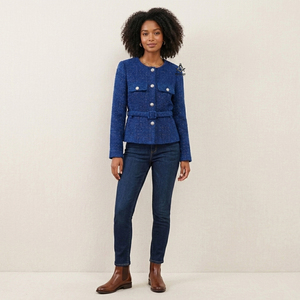 Ropa Masónica Herencia, Ropa Griega para Hermandades y Fraternidades, Blazer de Tweed para Mujer, Mangas Largas, Bordado, Abrigo de Negocios para Dama - Product Image 1