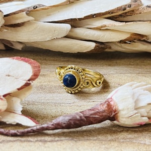 Market Favorite <b>Lapis</b> <b>Lazuli</b> Spiral Design <b>Ring</b> 18k Gold Plated Dainty Brass <b>Ring</b> Statement Vintage Handmade Wholesale <b>Ring</b> - Product Image 5