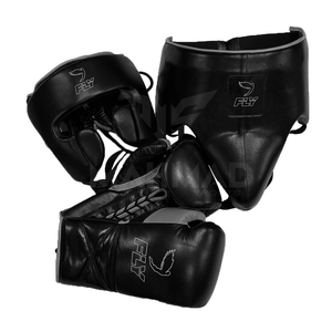 Ensemble de boxe Fly Sparring avec fermeture réglable, gants d'entraînement Fly à séchage rapide, casque de protection, protège-grenades, ensemble d'entraînement de boxe professionnel - Product Image 1