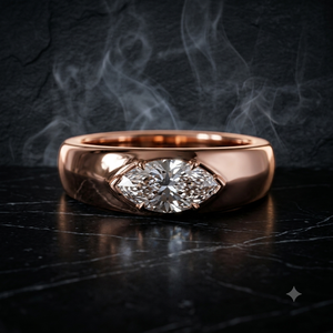 Bague classique en argent 925 plaqué or 18 carats avec moissanite taille marquise, solitaire diamant, pour fiançailles et mariage - Product Image 3
