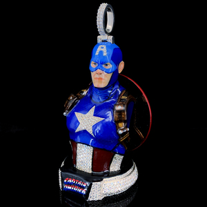 Colgante de Capitán América con Diamantes de Imitación, Accesorio de Joyería Azul, Regalo para Fiesta de Disfraces - Product Image 3