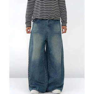 Custom <b>Men</b>’s Baggy <b>Jeans</b> Premium Denim Fabric Loose Fit <b>Wide</b> <b>Leg</b> Streetwear Pants Vintage Wash Fashion - Product Image 6