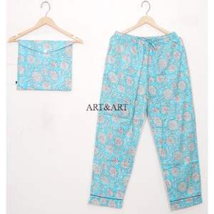 ชุดนอนผ้าฝ้ายพิมพ์ลายดอกไม้ ระบายอากาศได้ดี สไตล์ลำลองสำหรับฤดูใบไม้ร่วง ชุดเซ็ต 2 ชิ้น เอวยางยืด สำหรับผู้หญิง มีทุกขนาด - Product Image 4