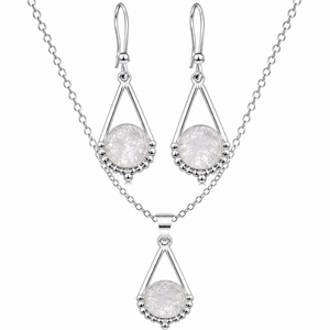Elegante Juego de Pendientes y Colgante de Plata Vintage con Piedras Preciosas, Joyería de Moda en Tono Dorado para Mujer, Regalo y para Fiestas - Product Image 1