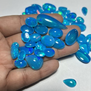 Opale bleue naturelle d'Éthiopie Welo, taille coussin et ovale, qualité supérieure, jeu de couleurs, pour la fabrication de bijoux - Product Image 3