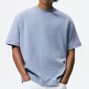 T-shirts personnalisés de haute qualité à séchage rapide pour hommes, 100 % coton tricoté, vierges ou imprimés avec logo, col montant - Product Image 3