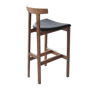 Indonesian Teak Wood Durable Mid-Century Commercial Use Modern Nadhifa Teak Bar Chair Bar <b>Stool</b> <b>Cushioned</b> Oscar Leather Sea - Product Image 1