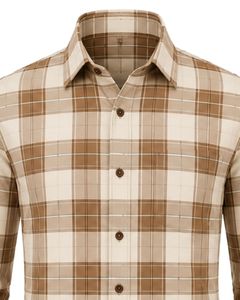 เสื้อเชิ้ตผู้ชายลายสก็อตสีน้ำตาล แบรนด์ Manufacturer แขนยาว ติดกระดุม ผ้าฝ้ายฟลานเนล สวมใส่ได้ทั้งลำลองและเป็นทางการ เหมาะสำหรับใส่ทำงาน รับตัดเย็บตามสั่ง - Product Image 5