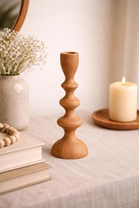 Home Decoration Wooden Natural Acacia Wood Color <b>Candlestick</b> <b>Holder</b> Handmade Wooden Polished Candle Stand or Candle <b>Holder</b> - Product Image 6
