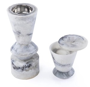 Brûleur d'encens en résine effet marbre blanc de luxe, avec coupelle en acier inoxydable, pour usage religieux, bois de cyprès, écologique, logo personnalisé - Product Image 3