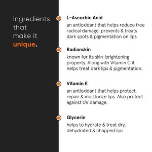 Bálsamo Labial Minimalista para Labios Pigmentados y Oscuros |   8% de ácido L-ascórbico con vitamina E, Radianskin y glicerina |   12g - Product Image 3