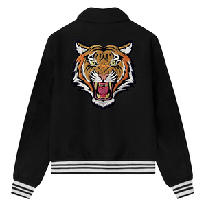 Vestes de baseball personnalisées en laine avec logo personnalisé, broderie personnalisée, manches en cuir vintage, vestes varsity noires pour hommes - Product Image 2