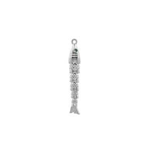 Pendentif breloque en laiton plaqué argent avec zircone cubique verte en forme d'œil de poisson pour la fabrication de bijoux et colliers - Product Image 2