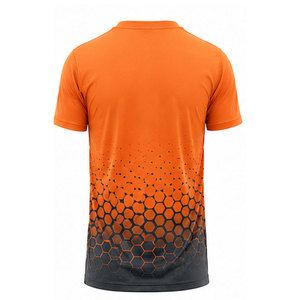T-shirt à manches courtes pour homme, col rond, orange, motif géométrique dégradé, coupe classique, style sportif - Product Image 3