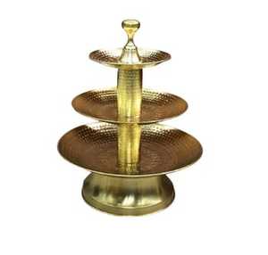 Luxury Gold Metal Pedestal Fruit Bowl Decorative Leaf <b>Edge</b> Serving Tray Centerpiece Stand for Dining Table Wedding Decor - Product Image 2