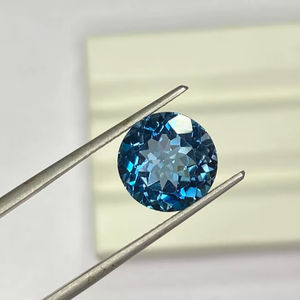 พลอยโทแพซสีน้ำเงินลอนดอนธรรมชาติ ทรงกลมเจียระไนเหลี่ยม ขนาด 5 มม. ถึง 10 มม. สำหรับทำเครื่องประดับ - Product Image 1