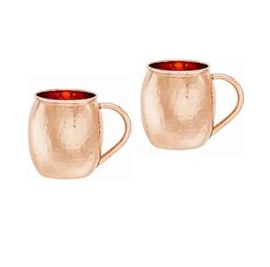 Ensemble de 4 tasses à Moscow Mule en cuivre martelé, 16 oz, avec doublure en acier inoxydable et poignées en laiton doré, pour boissons froides - Product Image 2