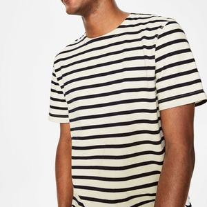 Men’s <b>Black</b> and <b>White</b> <b>Striped</b> T-<b>Shirt</b>, Short Sleeve Horizontal Stripe Casual Crew Neck Tee, Navy Stripe Summer Top - Product Image 4