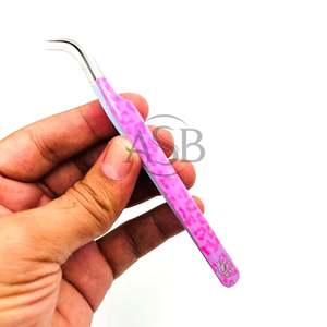Pinzas para Extensión de Pestañas de Acero Inoxidable Curvadas y Resistentes con Estampado de Leopardo Rosa, Instrumento de Belleza con Logotipo Personalizado - Product Image 6