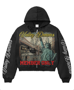 เสื้อสเวตเชิ้ตโอเวอร์ไซส์มีฮู้ดแบบซิปสำหรับผู้ชาย Valley Dreams ลายพิมพ์สตรีทแวร์ ดีไซน์พิเศษสำหรับสมาชิกเท่านั้น - Product Image 1