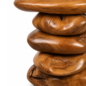 ARTERRA Premium Sculptural Teak Wood Coffee <b>Table</b> Unique Stacked Shape Modern Decorative Luxury Living Room Accent Furniture - Product Image 2