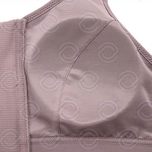 Soutien-gorge de sport grande taille pour femme avec fermeture éclair frontale, maintien élevé, support intégré, panneau en maille respirante, antibactérien, dos à agrafes - Product Image 4
