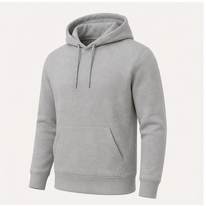 Sudadera con Capucha Personalizable para Hombre, Color Gris Plateado, Corte Regular Ajustado, Cordón Tonal, Bolsillo Canguro, Mezcla de Algodón Compacto, Fleece MHOOD-0047 - Product Image 2